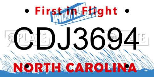 CDJ3694 North Carolina License Plate