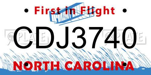 CDJ3740 North Carolina License Plate