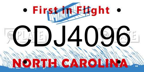 CDJ4096 North Carolina License Plate