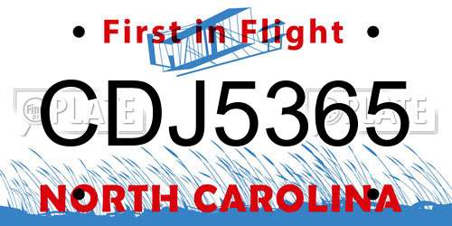 CDJ5365 North Carolina License Plate