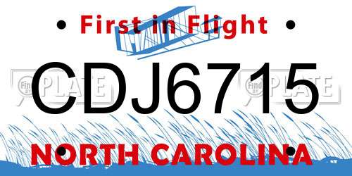 CDJ6715 North Carolina License Plate
