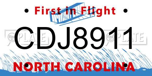 CDJ8911 North Carolina License Plate