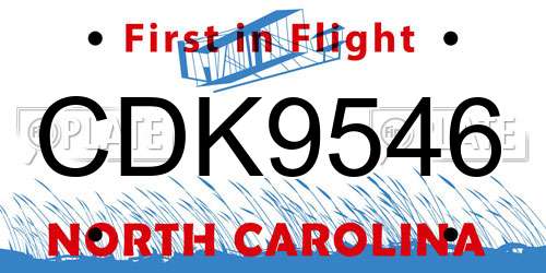 CDK9546 North Carolina License Plate