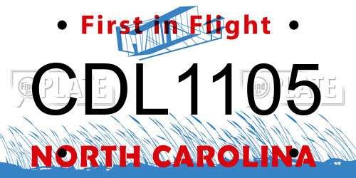 CDL1105 North Carolina License Plate
