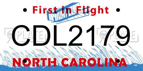CDL2179 North Carolina License Plate