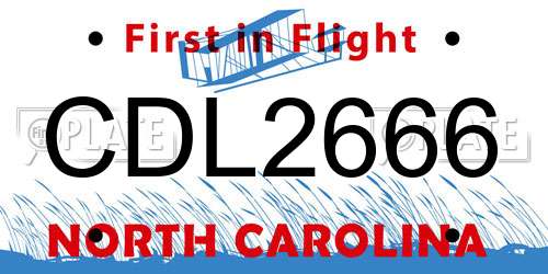 CDL2666 North Carolina License Plate