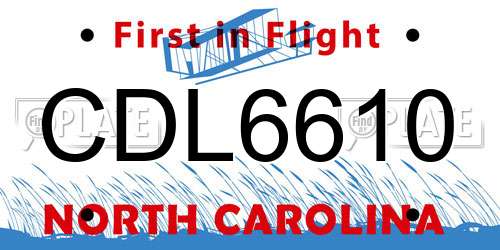 CDL6610 North Carolina License Plate