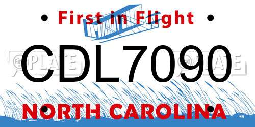 CDL7090 North Carolina License Plate