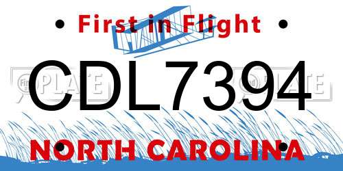 CDL7394 North Carolina License Plate
