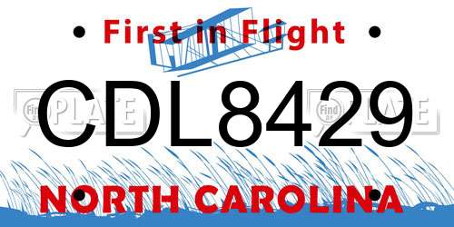 CDL8429 North Carolina License Plate