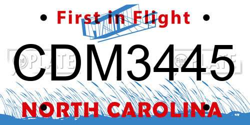 CDM3445 North Carolina License Plate