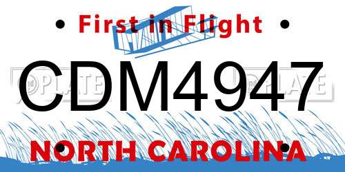 CDM4947 North Carolina License Plate