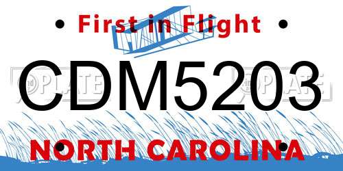 CDM5203 North Carolina License Plate