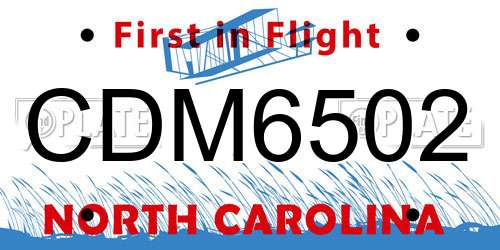 CDM6502 North Carolina License Plate