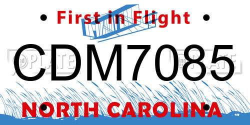 CDM7085 North Carolina License Plate