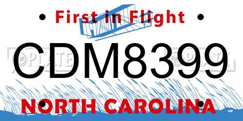 CDM8399 North Carolina License Plate