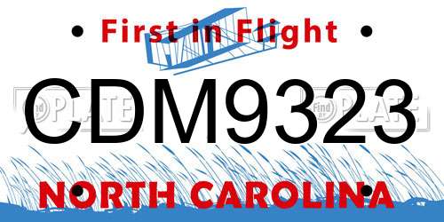 CDM9323 North Carolina License Plate