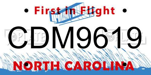 CDM9619 North Carolina License Plate