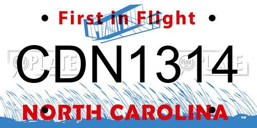 CDN1314 North Carolina License Plate