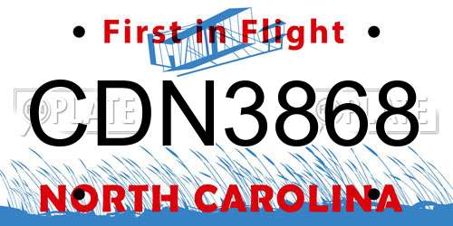 CDN3868 North Carolina License Plate