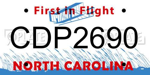 CDP2690 North Carolina License Plate