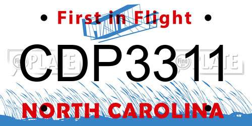 CDP3311 North Carolina License Plate