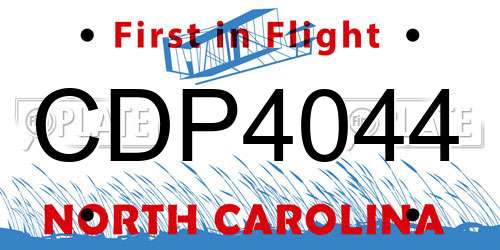 CDP4044 North Carolina License Plate