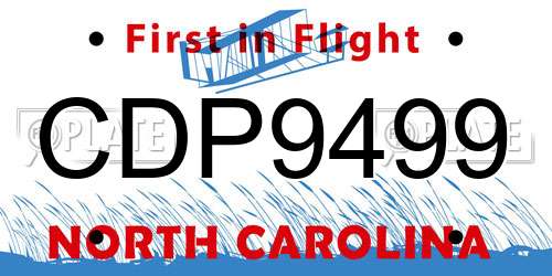 CDP9499 North Carolina License Plate