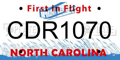 CDR1070 North Carolina License Plate