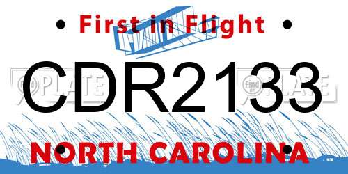 CDR2133 North Carolina License Plate