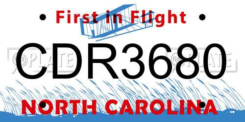 CDR3680 North Carolina License Plate