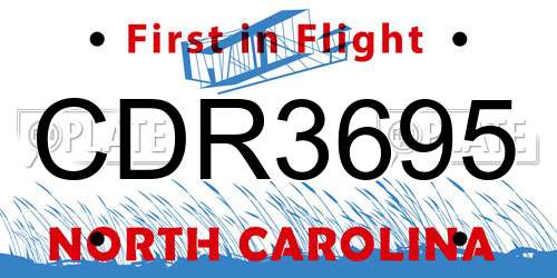 CDR3695 North Carolina License Plate