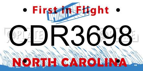CDR3698 North Carolina License Plate