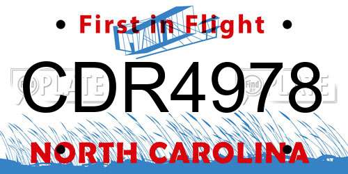 CDR4978 North Carolina License Plate