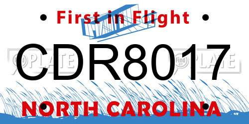 CDR8017 North Carolina License Plate