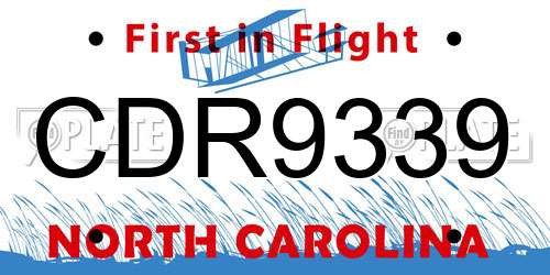 CDR9339 North Carolina License Plate