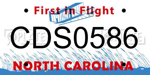 CDS0586 North Carolina License Plate