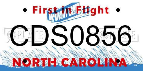 CDS0856 North Carolina License Plate