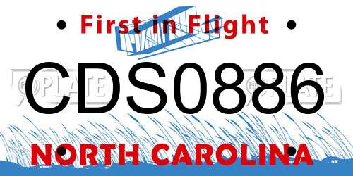 CDS0886 North Carolina License Plate