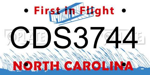 CDS3744 North Carolina License Plate