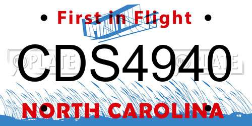 CDS4940 North Carolina License Plate