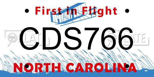 CDS766 North Carolina License Plate