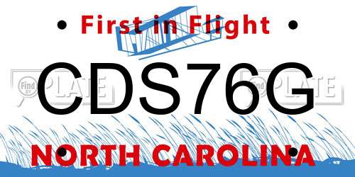 CDS76G North Carolina License Plate