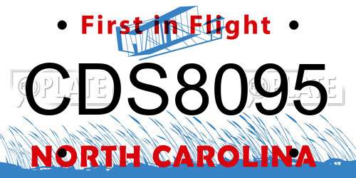 CDS8095 North Carolina License Plate
