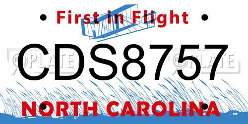 CDS8757 North Carolina License Plate