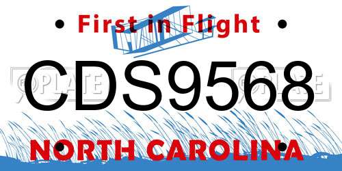 CDS9568 North Carolina License Plate