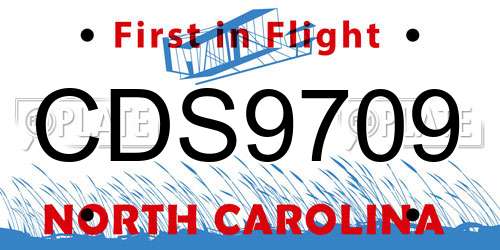 CDS9709 North Carolina License Plate