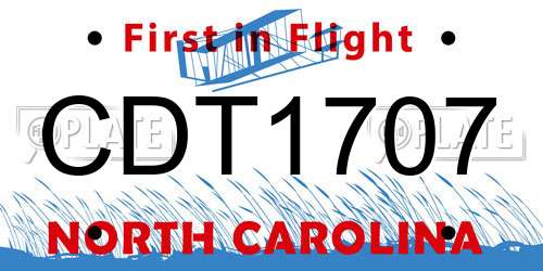 CDT1707 North Carolina License Plate