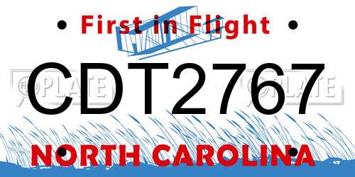 CDT2767 North Carolina License Plate