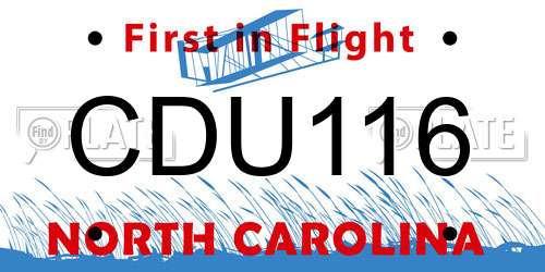 CDU116 North Carolina License Plate